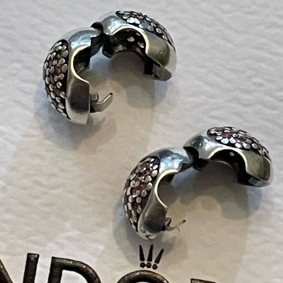 Authentic Pair of Pandora Love of My Life pink pave heart clip charms - Picture 5 of 8